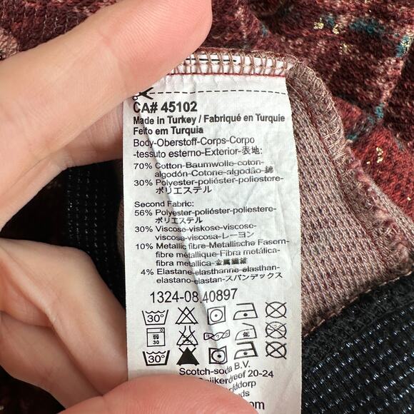 Maison Scotch Soda Top Medium Womens Red Gold Artsy Abstract Sweatshirt - Picture 5 of 9